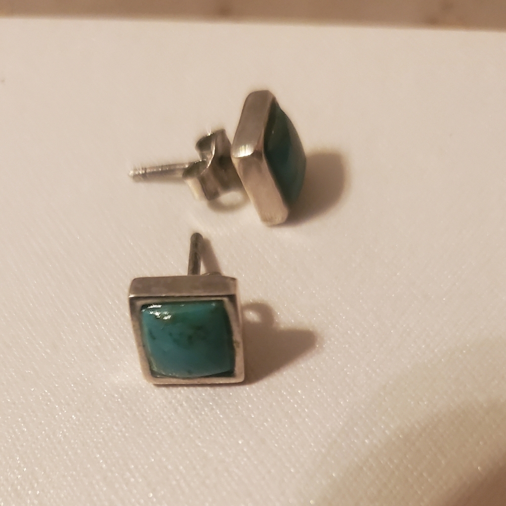 Vintage Navajo Sterling Silver and Turquoise Stud Earrings